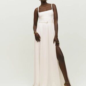 Reformation Long Florina Dress in White, 6